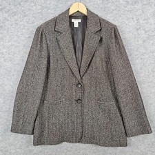 Orvis Women's Blazer Size 8 Brown Tweed Business Career Jacket Polyester Blend
