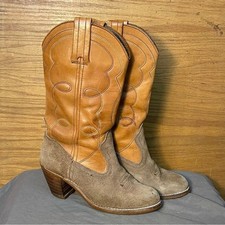 Vintage Dexter Tan Suede & Leather Western Boots Women’s Size 6 Made in USA