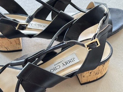 Jimmy Choo Black Margo Sandals Made In Italy Size 39 US 8.5 - Picture 10 of 12