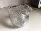 Vintage Anchor Hocking Manhattan Pattern Glass Tilted Ball Pitcher - 1930-40