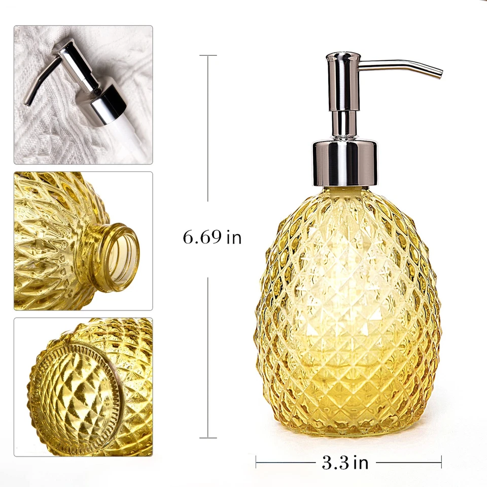 Dispensador de Jabón de Vidrio con Bomba de Acero Inoxidable, Jabón para Plato Transparente 12oz/Jabón de Manos... Foto 2 de 4