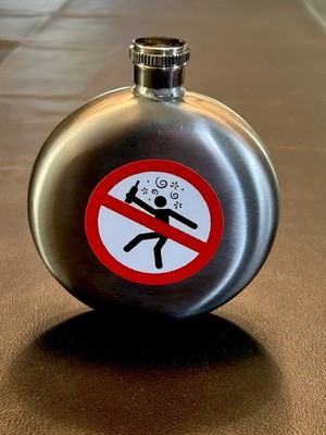Unique 5oz Round Stainless Steel Pocket Flask.