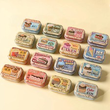 8Pcs Mini Flower Tin Trinket Jewelry Organizer Storage Box Decorative Boxes Smal