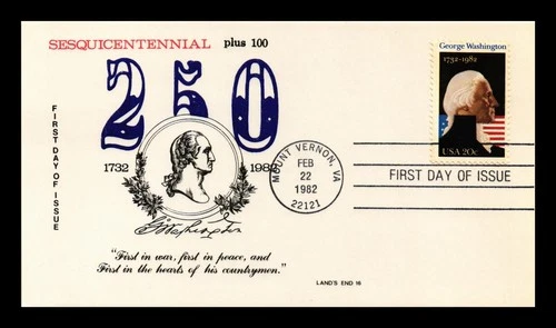 DR JIM STAMPS US CARD GEORGE WASHINGTON 250TH ANNIVERSARY FDC LANDS END