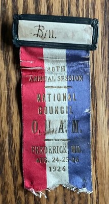 1926 OIAM Order Independent Americans Convention Ribbon Frederick MD