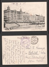 Germania Field Post Brugge Belgio. Cartolina Continental Hotel Ostenda. ww1 1915