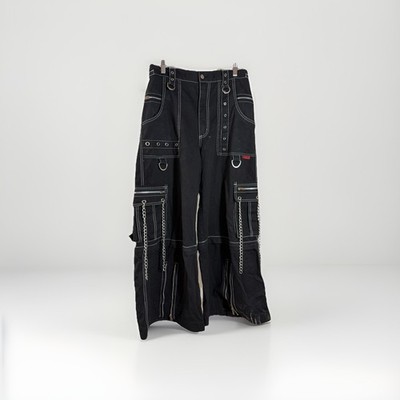 TRIPP NYC Interlace Pants Mens SZ L Womens Rave Goth Chains Wide Leg Black A1