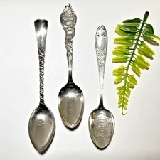 Lot Of 3 Sterling Silver Souvenir Spoons Asbury Park, Washington DC, Grand Rapid