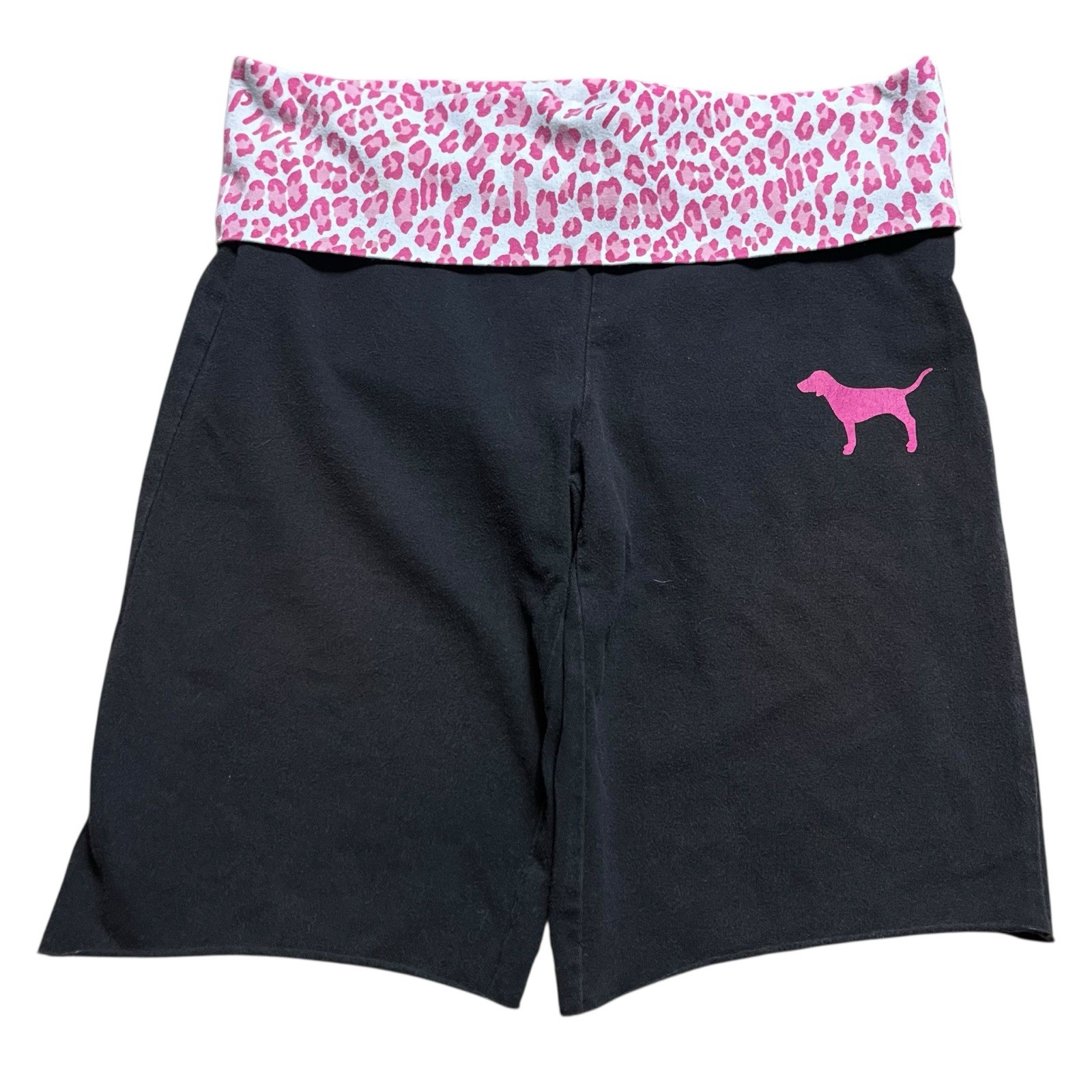 Y2K Victoria's Secret PINK Foldover Yoga Shorts Size Small Pink Cheetah 2010s
