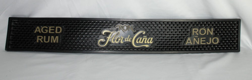 Flor De Cana Bar Spill Drip Mat Black Aged Rum Ron Anejo No Rips or Tears