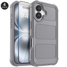 Gray For iPhone 16e 17e 16 17 Pro Max Air 16 Case Phone Cover Screen Protector