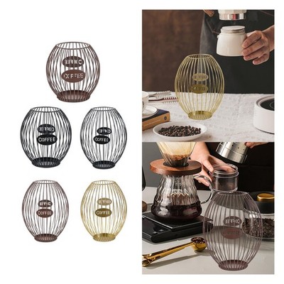 Coffee Pod Holder Wrought Iron Storage Basket Multifunctional Bar Accessories