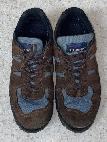 L.L. Bean Men's 10 W Hiking Walking Shoes Brown Suede/Blue Nylon - Picture 12 of 17