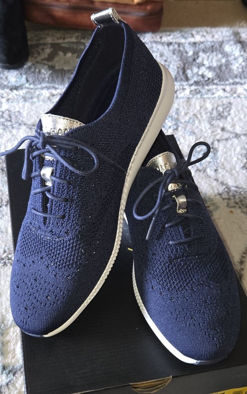 Cole Haan 2.ZEROGRAND Oxford Shoes Womens 10.5B Marine Blue Argento Stitchlite