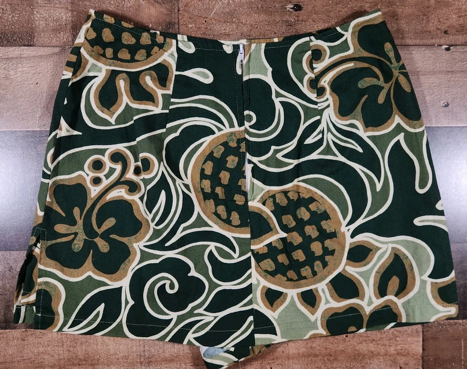 Falda Hawaiana Island Magic De Colección Años 60 70 Para Mujer Pequeña Verde Floral Rockabilly Foto 2 de 4