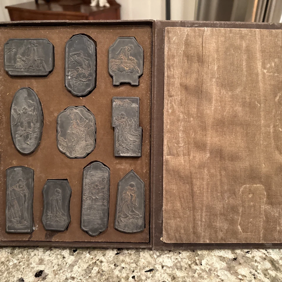 Juego de Pasteles Bloque Piedra Tinta Caligrafía China 10 Virtudes Antiguo Guanyin De Colección Foto 2 de 4