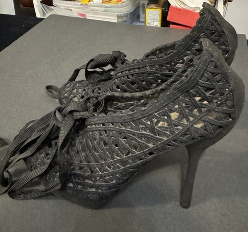 Emporio Armani Black Shoes Size 9, Heel About 4 1/2” Hardly Used, Good Condition