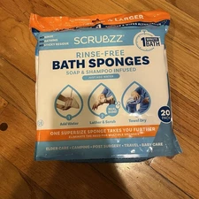 Scrubzz Supersize 20 Pack, 80% Larger Rinse Free Bath Sponges