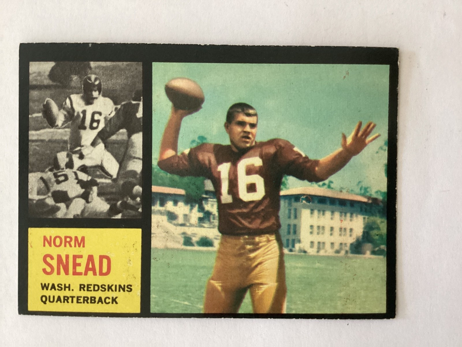 1962 Topps #164 Norm Snead Washington Redskins Rookie Football Card RC SP