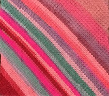 Baby Afghan Lap Blanket Crochet Knit Rainbow Boho Handmade 36  x 38  