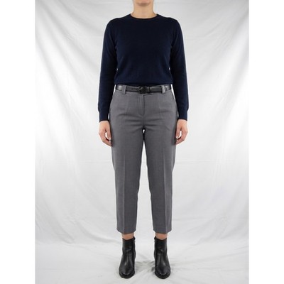 Damen Hose schmales Bein M Capri grau klassisch Made In Italy elegant