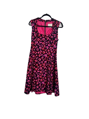 Abito al ginocchio KATE SPADE New York Kimi aderente e svasato leopardato multicolore scollo quadrato 8