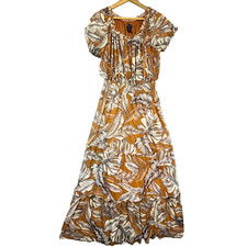 Kate and Lily Tiered Maxi Dress Womens Plus 14W Brown Leaf Boho Cottage Peasant