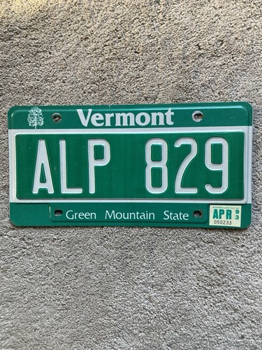 1993 Vermont License Plate - ALP 829 - Nice Natural!