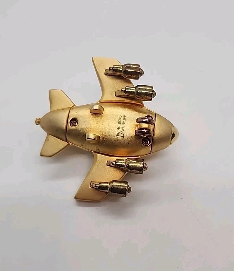 Reloj de Escritorio Wm Widdop Pequeño Novedad Color Dorado Avión.Necesita Baterías Foto 4 de 4