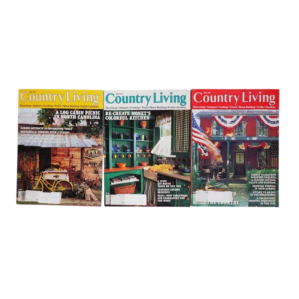 Vintage Country Living Magazine Lot of 9 Issues 1995 Decor Crafts Home Design - Image 3 of 4