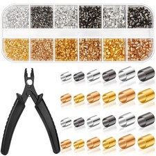 Crimping Beads for Jewelry Making, 2200 Pieces Crimp Tubes with Crimping Pliers