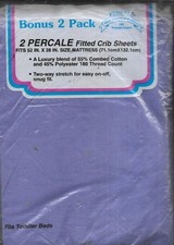 Vintage Sears Percale Fitted Crib Sheet - Purple 52 X 28 - NIP