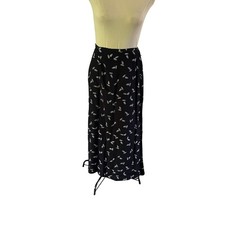 Vtg Y2K 2000s Black Forest Fairy Whimsygoth Print Maxi Skirt Sz S Grunge