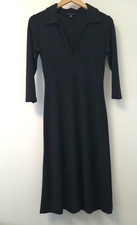 Vintage Banana Republic women's black dress-V-neck,collar.3/4 sleeve-Medium size