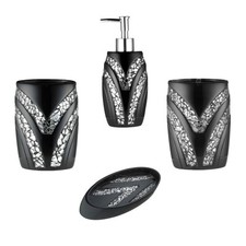 Bath Accessory 4PC Set Lotion/Soap Pump, Toothbrush Holder, Tumbler and Soapdish