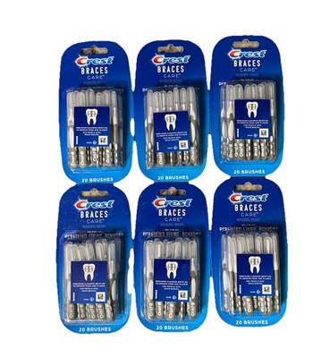 6x Crest Braces Care On-The-Go Precision Clean Brushes 20 PK Ages 6+ New In Pkg