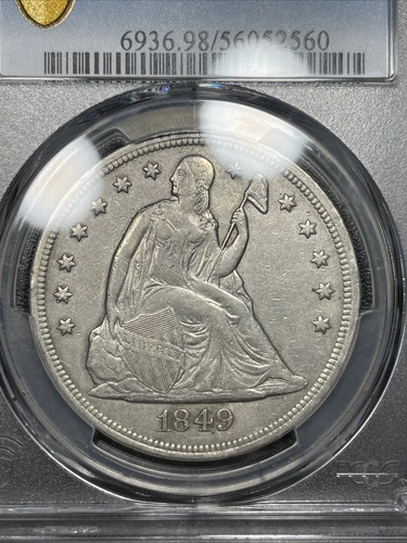 1849 Seated Liberty Silver Dollar $1 XF Detail Plugged