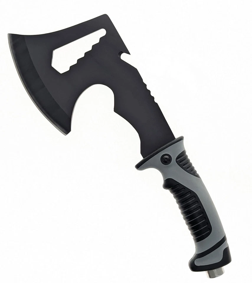 "Hacha de caza de hoja de acero inoxidable de 10"" con mango de agarre TPR y funda multiherramienta" Foto 3 de 4