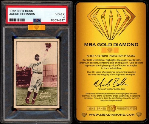 1952 Berk Ross Jackie Robinson PSA 4 MBA 4.5 GOLD DIAMOND CENTERED 1-of-1