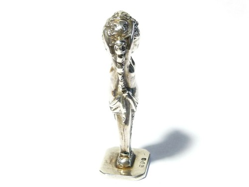 1899 Sterling Silver Wax Seal Matrix Female Figurine Floral Caryatid UN ENGRAVED - Picture 6 of 12