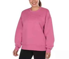 NWT Champion Women Crewneck Fleece Relaxed Fit Sweatshirt, Cream/Pink/Aqua