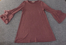 Loft Dress Medium purple stretch bell sleeve knit soft womens casual a-line