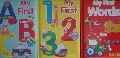 A5 Mein erstes ABC und 123 gepolsterte bunte Bilder pädagogisches Frühbuch