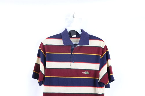 Vintage 70s Streetwear Boys Medium Faded Rainbow Striped Color Block Polo USA - Picture 2 of 9