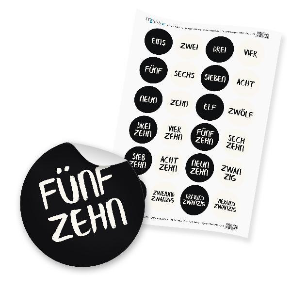 Itenga Zahlensticker Z23 Adventskalenderzahlen 1-24 Geschriebene Zahl Aufkleber-image