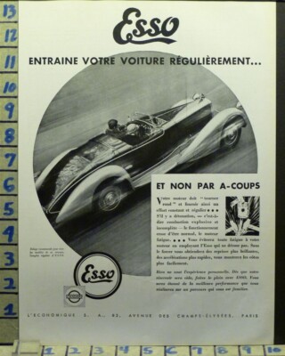 1932 ESSO OIL + GAS DELAGE D8S SPORT FRENCH AIRFLOW CAR AUTO PHOTO AD AB40