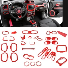 37pcs Red Full Set Interior Decor Cover Trim Frame Kit For Jeep Renegade 2016-19