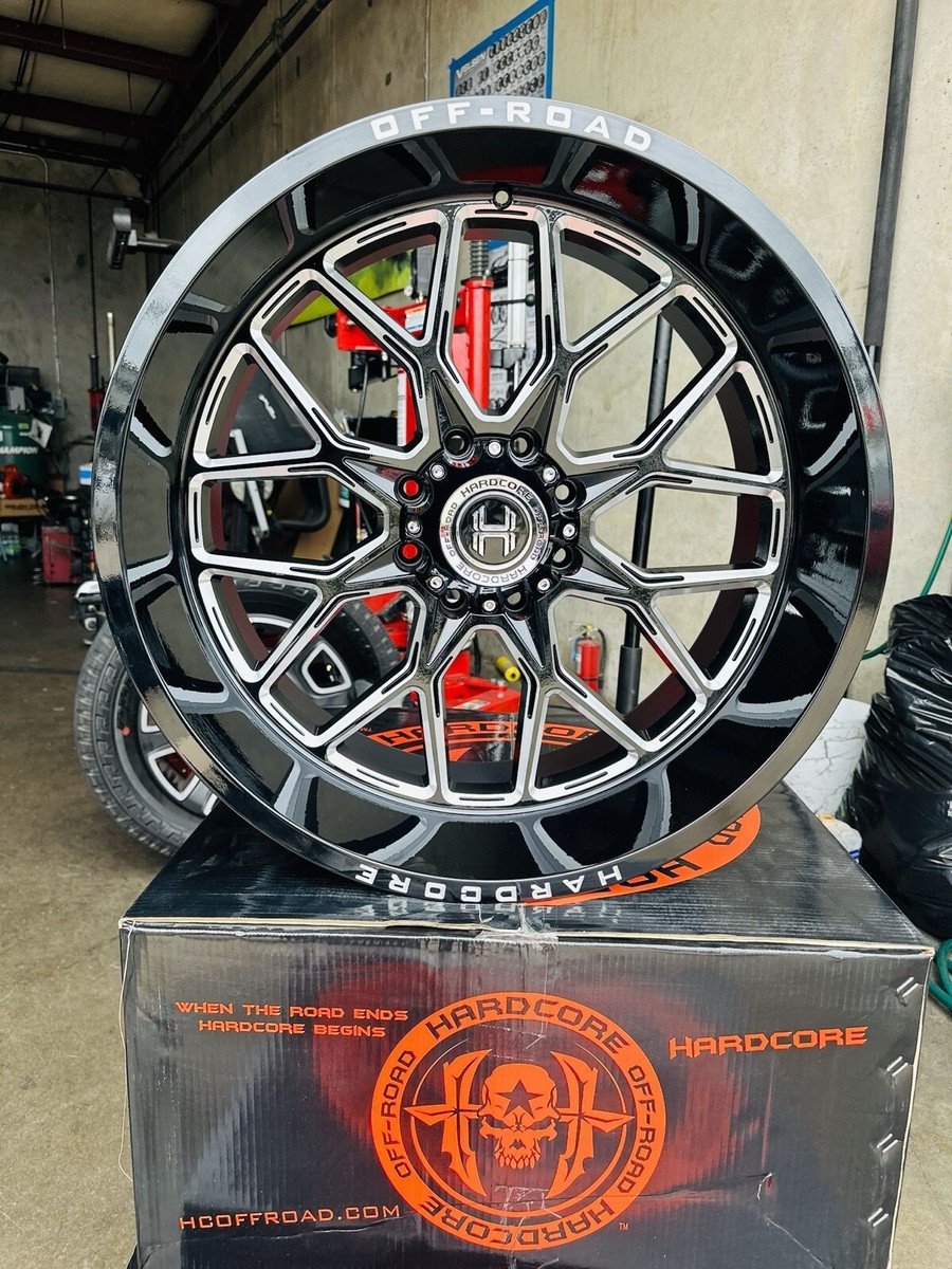 4 NEW 22x12 Hardcore HC104 Wheels Black Milled 6X139.7 &6X135