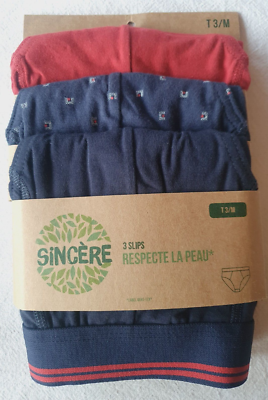 slips taille 3/M rouge et bleu marque Sincère Label Oeko-Tex (g