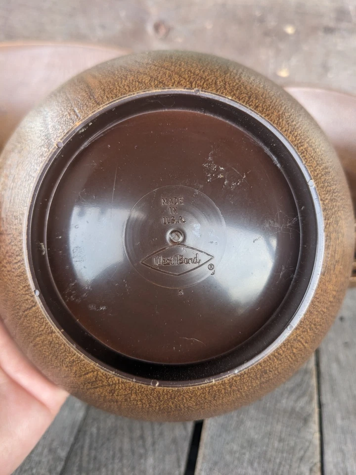 Juego de servir ensaladera vintage West Bend EE. UU. marrón oscuro imitación madera grano Foto 4 de 4